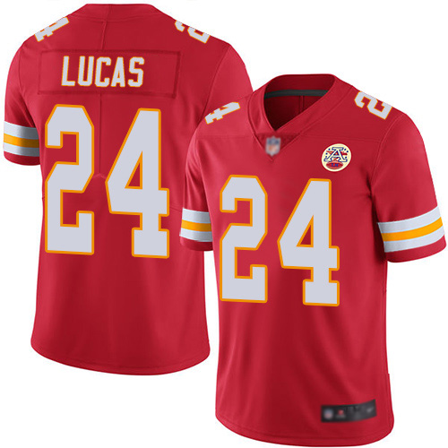 Men Kansas City Chiefs 24 Lucas Jordan Red Team Color Vapor Untouchable Limited Player Football Nike NFL Jersey